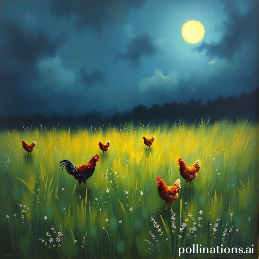 why do chickens crow at night